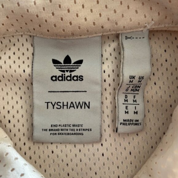 Adidas Tyshawn Button Up TJ Shirt Mesh Jersey Mens Medium Cream Short Sleeve - Picture 5 of 10